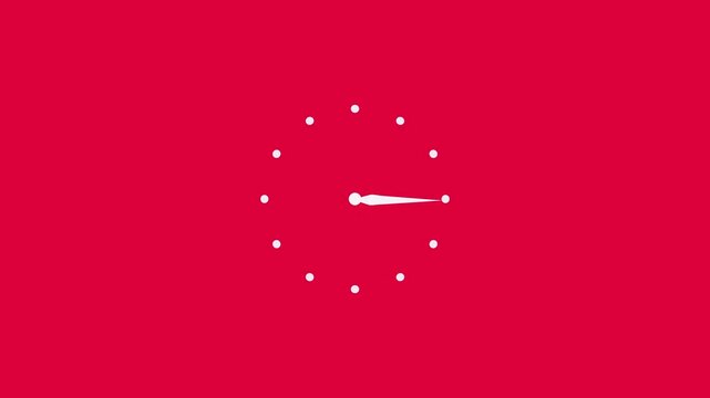 Analog clock icon animation loop, alpha channel included 4k video.