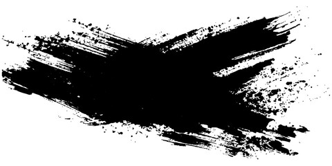 Abstract a striking black ink splash or brush stroke, the perfect artistic element, and design accent, creating an eye-catching graphic. © PS  GALLERY 