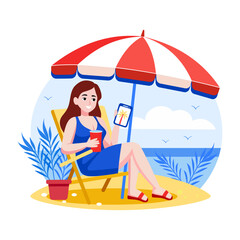 Obraz premium A flat style illustration depicting chilling vibe