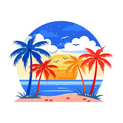 Fototapeta premium A flat style illustration of a beach
