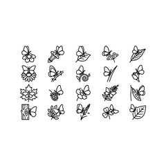 Fototapeta premium Butterflies on Different Flowers Icon Sheet