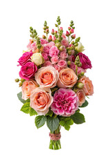 Exquisite Bouquet of Pink, Peach, and Cream Roses with Greenery