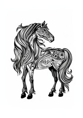 Fototapeta premium Horse sketch art illustrated.