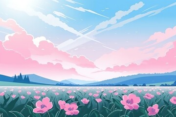 Naklejka premium Minimal tulip field landscape backgrounds outdoors.