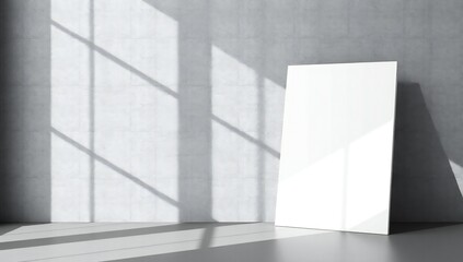 Obraz premium Sunlight casting geometric shadows on a white wall and a white object