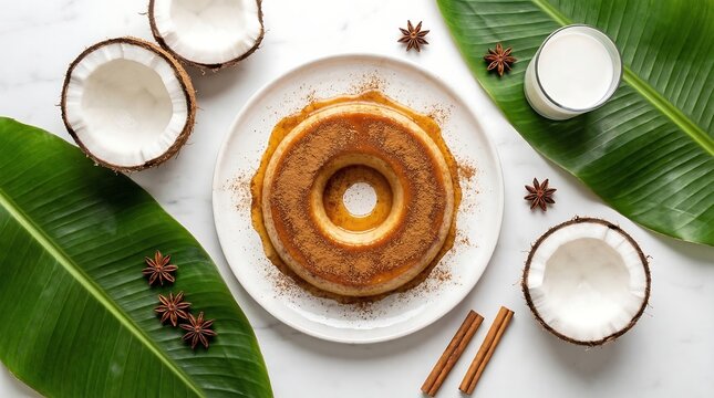 Puerto Rican Tembleque Coconut Pudding Overhead
