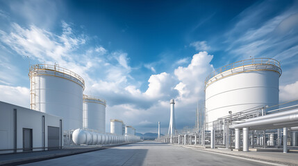 Fototapeta premium Hydrogen energy facility representing the future of clean and carbon-free energy production.