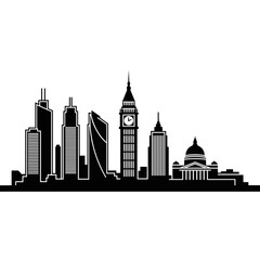 Naklejka premium London City Skyline Silhouette Illustration.