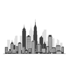 Obraz premium New York City Skyline Silhouette Illustration 1.