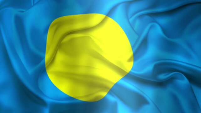 Flag of Palau, Palau 3D Animation flag waving in the wind. 4K Palau Flag Animation waving with fabric texture.
