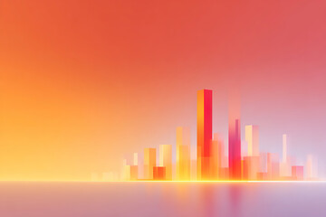 Fototapeta premium Minimalist illuminated city skyscraper skyline illustration on a red background