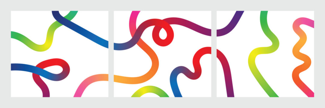 Vibrant multicolored wavy lines art piece