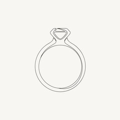 Simple Diamond Engagement Ring Illustration.