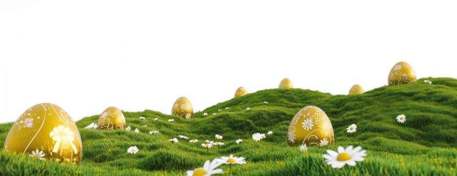 6 Easter eggs daisy landscape patterns.