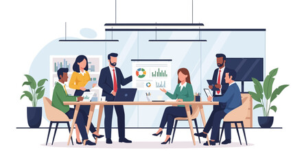 Business people sitting around a table.