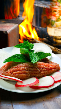 Raw kibbeh, traditional in Arab cuisine.