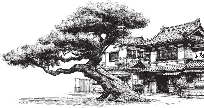 Arakurayama Sengen Park, Japan illustration on a white background. This vector illustration can be used in any size you like for advertising, logos, and other work.
