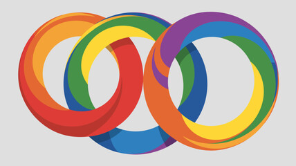 Obraz premium A vibrant arrangement of interconnected rings in various colors red orange yellow green blue and purple creates a dynamic design high quality professional detailed modern elegant