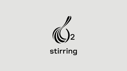 Obraz premium A minimalist graphic depicts a stylized spoon and the number 2 accompanied by the word stirring in bold lettering high quality professional detailed modern elegant stylish