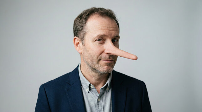 Lying Concept with Long Nose Symbolism &ndash; Man