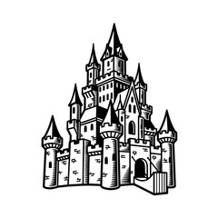 Obraz premium Majestic Medieval Castle with Towers and Turrets.