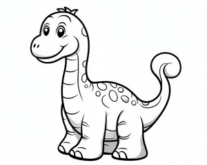 Obraz premium Charming Cartoon Dinosaur Illustration Featuring a Playful Brontosaurus on a Light Background