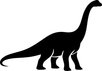 Long neck dinosaur silhouette vector illustration isolated on white background  © jieun
