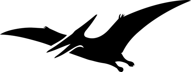 Flying pterodactyl dinosaur silhouette vector illustration isolated on white background  © jieun