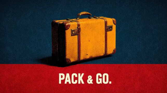 Vintage yellow suitcase ready for an adventure, symbolizing travel and exploration