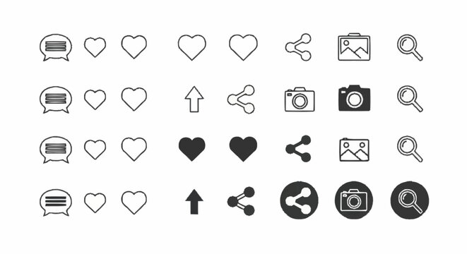 Collection of Social Media Icons and Symbols.