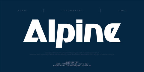 Alpine, Creative digital modern minimal logo alphabet font. Typography abstract minimalist sans serif typeface technology, electronic, sport, music, creative logos fonts. vector illustration  © Wonderlord