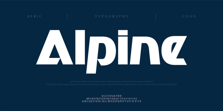Alpine, Creative digital modern minimal logo alphabet font. Typography abstract minimalist sans serif typeface technology, electronic, sport, music, creative logos fonts. vector illustration
