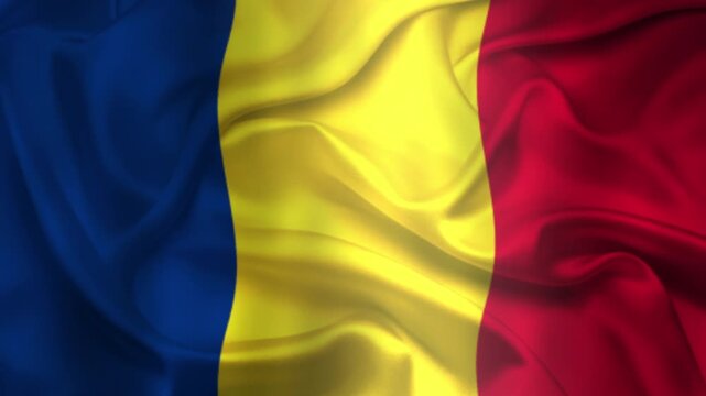 Flag of Romania, Romania 3D Animation flag waving in the wind. 4K Romania Flag Animation waving with fabric texture.
