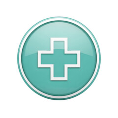 Obraz premium Teal medical cross icon in a circle isolated on transparent background for healthcare