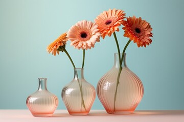 Naklejka premium Gerbera flowers vase glass plant.