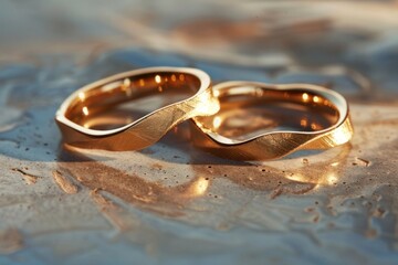 Gold wedding rings jewelry celebration accessories.