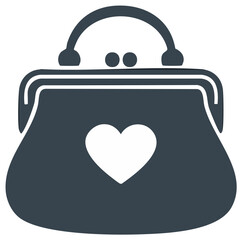 Obraz premium Charming vector icon of a purse adorned with a heart symbol, perfect for fashion and love themes.