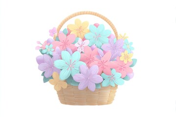 Obraz premium Colorful floral basket illustration.