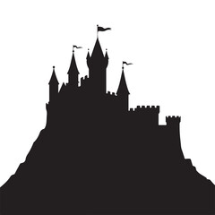 Obraz premium Dramatic black castle atop a hill a striking silhouette