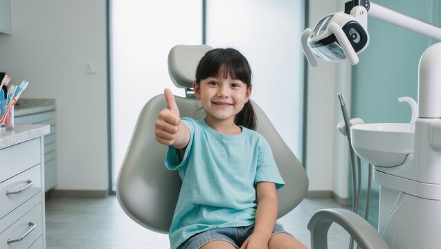 Happy child enjoying a dental visit while sitting in the bright clinic