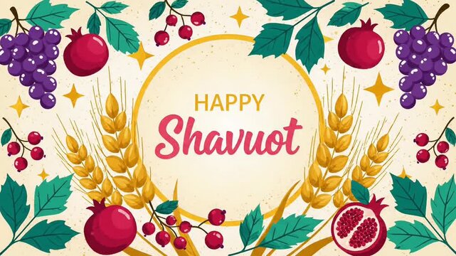 Happy shavuot jewish holiday animated greeting