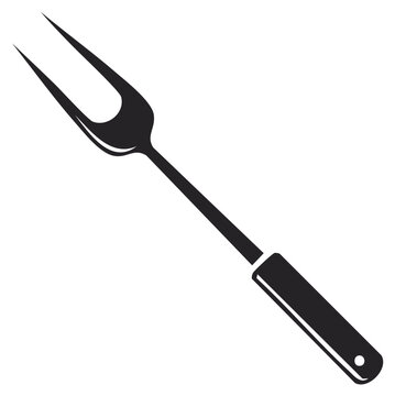 Simple Black and White Roasting Fork Food Preparation Cooking Utensil Graphic
