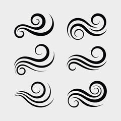 Fototapeta premium Swirl Vector Patterns Set Black Abstract Ornament