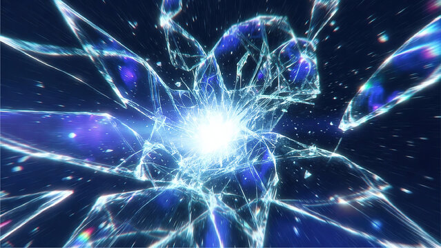 Abstract Cosmic Explosion of Light and Energy Through a Shattered Dimension