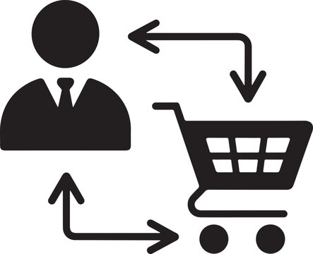 Customer Shopping Cart Cycle Icon &ndash; Ecommerce Process Silhouette Vector