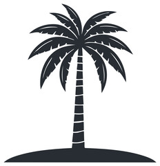 Monochrome vector illustration of a tropical palm tree silhouette for travel and summer themes