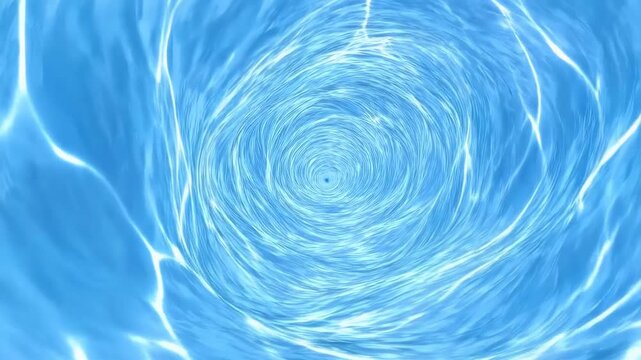 Swirling blue water vortex creating a mesmerizing visual effect. Ideal for representing fluidity, motion, and tranquility in various media projects