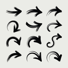 Fototapeta premium Brush Stroke Arrows Vector Illustration