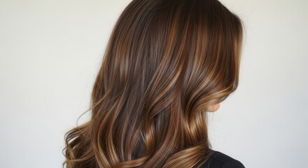 Fototapeta premium Beautiful Healthy Wavy Brown Hair with Highlights