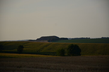 Obraz premium Plowed field in autumn in the Czech Republic, showcasing freshly turned soil under a calm rural landscape.